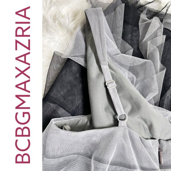 NWT BCBGMAXAZRIA MONICA TIERED 1-SHOULDER OMBRÉ MONOCHROME COCKTAIL DRESS SIZE 8 - Picture 8 of 13
